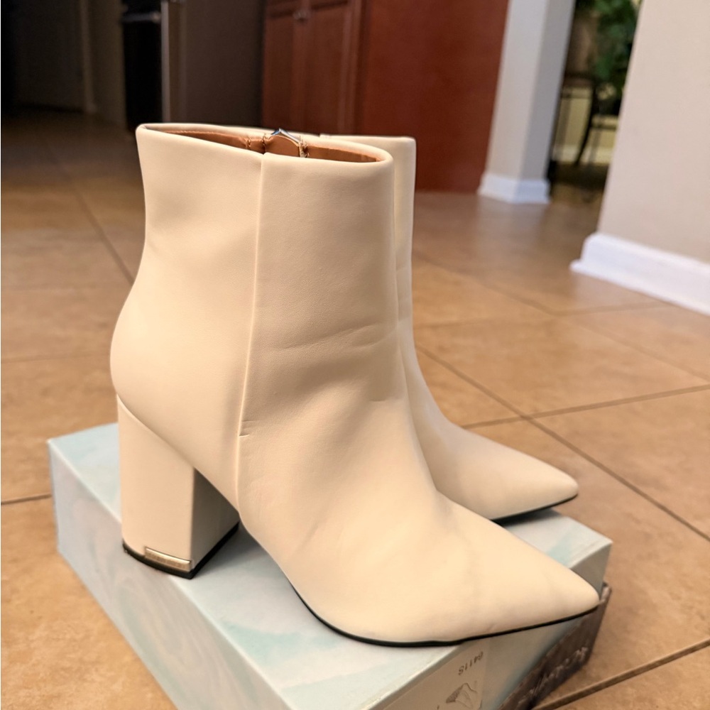 Elegant Cream Ankle Boots